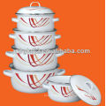 set of 5 enamel casserole with metal lid and fashional design